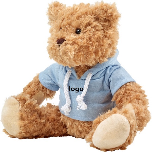 customized logo soft plush toy bear with hoodie